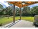 Covered patio overlooking a well-maintained yard and lush trees, offering an ideal outdoor living space at 4673 Se 115Th St, Belleview, FL 34420