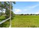 Expansive backyard view from the screened porch showcases the green lawn and community landscape at 5007 Kelso St, Leesburg, FL 34748