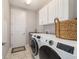 Laundry room with side-by-side washer and dryer, sink, and white cabinets at 5651 Nw 40Th Pl, Ocala, FL 34482