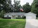 Charming single-story home with manicured lawn, attached garage, and a US flag on display at 14192 Sw 112Th Cir, Dunnellon, FL 34432