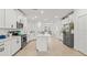 Modern kitchen boasts white cabinetry, stainless steel appliances, and a spacious center island at 19551 Sw 77Th Loop, Dunnellon, FL 34432