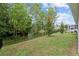 Lush backyard featuring mature trees, a sleek black fence, and well-maintained grass at 32 Hickory Course Loop, Ocala, FL 34472