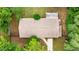 An aerial view captures the roof and entranceway of the property and surrounding greenery at 3331 Se 4Th St, Ocala, FL 34471