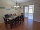 Comfortable dining area featuring hardwood floors, modern lighting, and a sliding door to a patio at 360 Marion Oaks Golf Way, Ocala, FL 34473