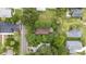 Bird's eye view of a home showcasing its well-kept lawn, driveway, and surrounding greenery at 828 Se 3Rd St, Ocala, FL 34471