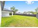 Well-maintained backyard with lush green grass and a black privacy fence at 8456 Se 164Th Pl, Summerfield, FL 34491