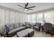 Sunroom with comfortable seating, large windows and a ceiling fan provides lots of natural light at 11326 Se 175Th Pl, Summerfield, FL 34491