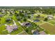 Panoramic aerial of a neighborhood showcasing houses, green lawns, and tree-lined streets at 3986 Se 43Rd Cir, Ocala, FL 34480