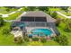 Overhead angle of a house showing a screened-in pool, patio, and landscaping at 3986 Se 43Rd Cir, Ocala, FL 34480