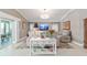 Cozy living room showcasing tiled floors, sliding doors to the lanai, and modern furnishings for comfortable living at 488 Seth Run, The Villages, FL 32163