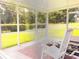 View of screened-in porch, offering a peaceful retreat with views of the landscaped backyard and green trees at 9328 Sw 192Nd Court Rd, Dunnellon, FL 34432