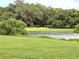 Lush green lawn leading to a tranquil lake, shaded by moss-draped trees at 13921 Sw 108Th Ln, Dunnellon, FL 34432