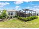 A great backyard space with manicured plants and a screened-in lanai area for relaxing and entertaining at 8802 Sw 79Th Loop, Ocala, FL 34481