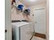 Functional laundry room with modern washer and dryer, and convenient storage at 9432 Se 159Th Ln, Summerfield, FL 34491