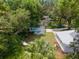 Aerial view of the property showcasing a pool, lush landscaping, and serene backyard setting at 12335 Se 130Th Ct, Ocklawaha, FL 32179
