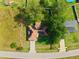 Overhead shot of single-Gathering home highlighting roof's solar panels, large yard, and location at 32 Dogwood Drive Loop, Ocala, FL 34472