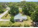 Overhead view of a home on a lush, green lot with mature trees and storage shed at 3621 Se 12Th Pl, Ocala, FL 34471