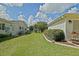 Well-kept backyard with green lawn and manicured hedges between homes at 9486 Se 173Rd Pl, Summerfield, FL 34491