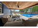 Inviting covered patio featuring comfortable seating and a view of the sparkling pool and backyard at 327 Se 50Th Ave, Ocala, FL 34471