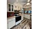 Cozy kitchen featuring white cabinetry, stainless steel appliances and eye-catching decor at 3833 Ne 17Th Street Cir, Ocala, FL 34470
