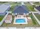 Aerial view of a beautiful fenced backyard oasis with a pool, hot tub, and outdoor seating area at 6646 Sw 64Th Ave, Ocala, FL 34476