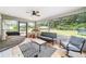 Inviting screened porch with ample seating and a view of the spacious backyard with playground at 9420 Ne 12Th Ct, Ocala, FL 34479