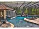A luxury screened-in pool and water slide makes for a fantastic outdoor retreat at 695 Se 47Th Loop, Ocala, FL 34480