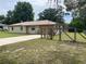 Single story home with an attached single car garage, and a fenced in yard at 145 Ne 71St Ave, Ocala, FL 34470