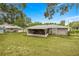 Backyard featuring a screened patio, creating an ideal space for outdoor relaxation and entertainment at 329 Larch Rd, Ocala, FL 34480