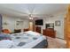 Comfortable main bedroom with neutral decor, a ceiling fan, television, and a dresser with a mirror at 3427 Se 137Th St, Summerfield, FL 34491