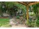 Backyard with a fire pit, pond, and lush landscaping at 5390 Se 15Th Ct, Ocala, FL 34480