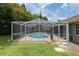 Well-maintained backyard featuring a screened pool and a spacious grass area for recreational activities at 5390 Se 15Th Ct, Ocala, FL 34480