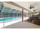 Covered patio with ample seating and a view of the screened-in pool at 5390 Se 15Th Ct, Ocala, FL 34480
