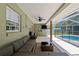 Spacious covered patio with comfortable seating, and a great view of the pool at 5390 Se 15Th Ct, Ocala, FL 34480