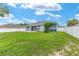 Picturesque backyard featuring a covered patio, a well-manicured lawn, and privacy fencing at 7054 Sw 64Th Ter, Ocala, FL 34476