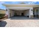 Spacious two-car garage featuring a brick-paved driveway and ample room for parking and storage at 8640 Sw 83Rd Loop, Ocala, FL 34481