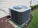 View of a home's air conditioning unit, surrounded by rocks and grass at 11470 Sw 139Th St, Dunnellon, FL 34432