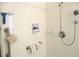A shower with grab bars, a detachable shower head, and a soap dispenser at 11470 Sw 139Th St, Dunnellon, FL 34432