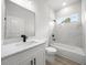 Well-lit bathroom featuring modern fixtures and stylish tiling at 13780 Sw 42Nd Court Rd, Ocala, FL 34473