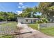 Charming single-story home boasts a striking blue door, complemented by lush landscaping and a white picket fence at 1636 Sw 5Th Pl, Ocala, FL 34471