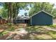 Charming home featuring a blue exterior, lush landscaping, and mature trees for added privacy and curb appeal at 1841 Ne 38Th St, Ocala, FL 34479