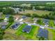 An aerial view showcasing a residential neighborhood with well-maintained lawns and varied home styles at 19424 Sw 77Th Loop, Dunnellon, FL 34432