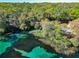 Picturesque aerial view of a tree-lined river, with clear turquoise water and lush vegetation all around at 19424 Sw 77Th Loop, Dunnellon, FL 34432