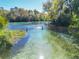 View of the swimming area, with clear blue water and lush greenery, perfect for a refreshing swim at 19424 Sw 77Th Loop, Dunnellon, FL 34432