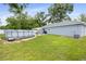 Large backyard featuring an above ground pool, patio set, and well-maintained lawn at 2924 Se 142Nd Pl, Summerfield, FL 34491
