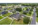 Panoramic aerial shot of a home in a lush neighborhood with a screened pool and manicured lawns at 4731 Se 34Th St, Ocala, FL 34480