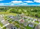 Aerial view of a residential neighborhood with modern homes and green surroundings, showcasing a peaceful community setting at 8685 Sw 49Th Cir, Ocala, FL 34476