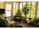 Cozy sunroom with comfortable seating, lush plants, and natural light at 8896 Sw 116Th Place Rd, Ocala, FL 34481