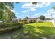 Spacious backyard with a lush lawn, mature trees, and privacy hedges at 3515 Ne 43Rd Pl, Ocala, FL 34479