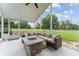 Covered outdoor seating area overlooking the lawn at 9095 Sw 9Th Ter, Ocala, FL 34476